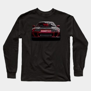 Blazing Hot: Red Supra Front Fiery Front Body Posterize Car Design Long Sleeve T-Shirt